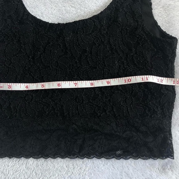 Soprano Black Lace Sleeveless Crop Top Tank Top Womens Scoop Neck Tight XS - S - Picture 4 of 5
